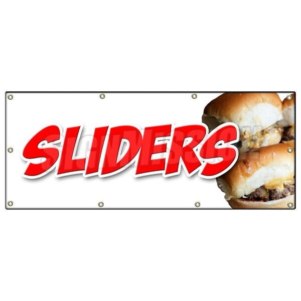 SLIDERSMINI BURGERS BANNER SIGN charcoal grilled beef cheeseburger eat